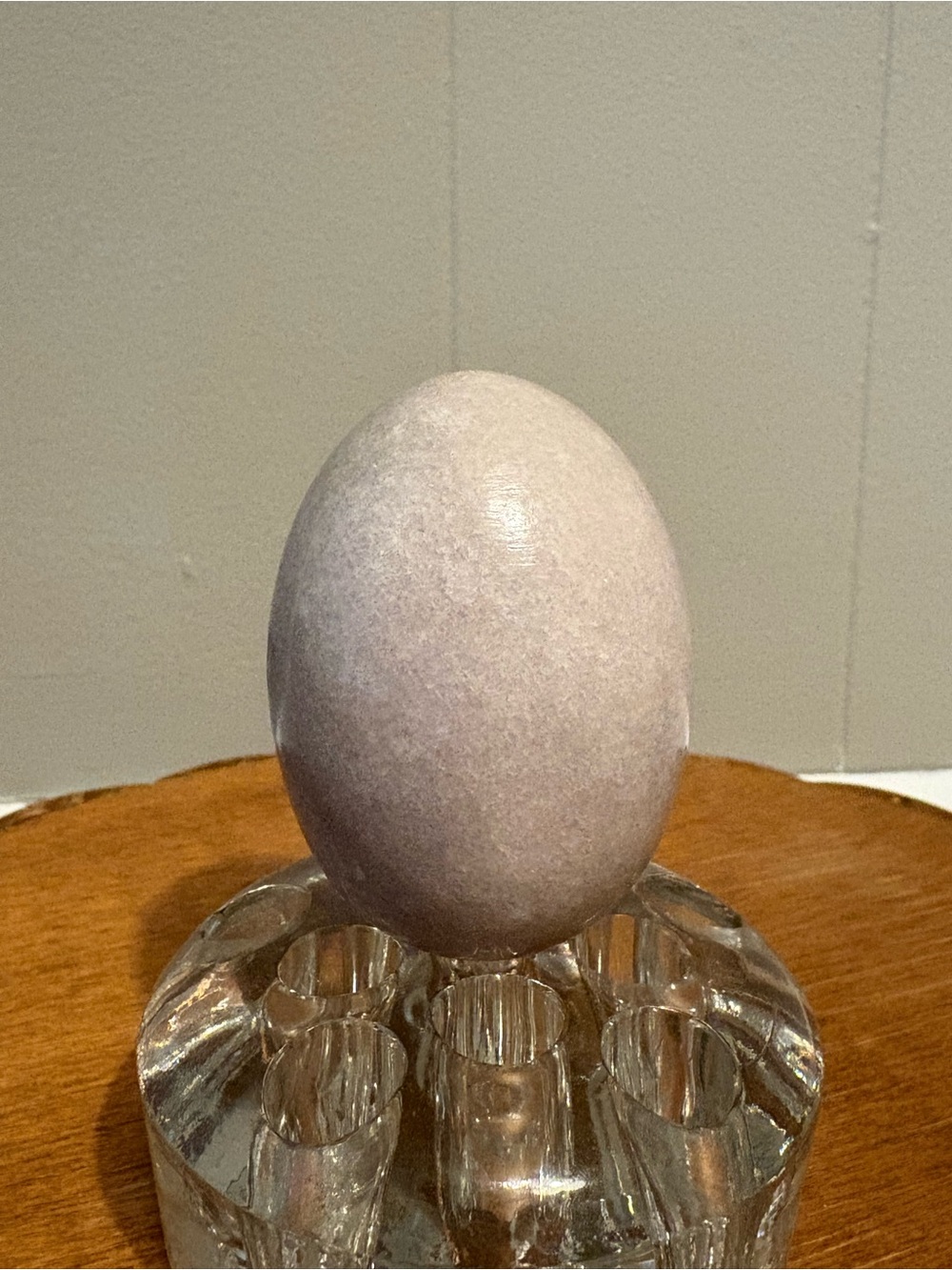 Handcrafted Pale Gray / Lavender Decorative Egg Sculpture - Home Art